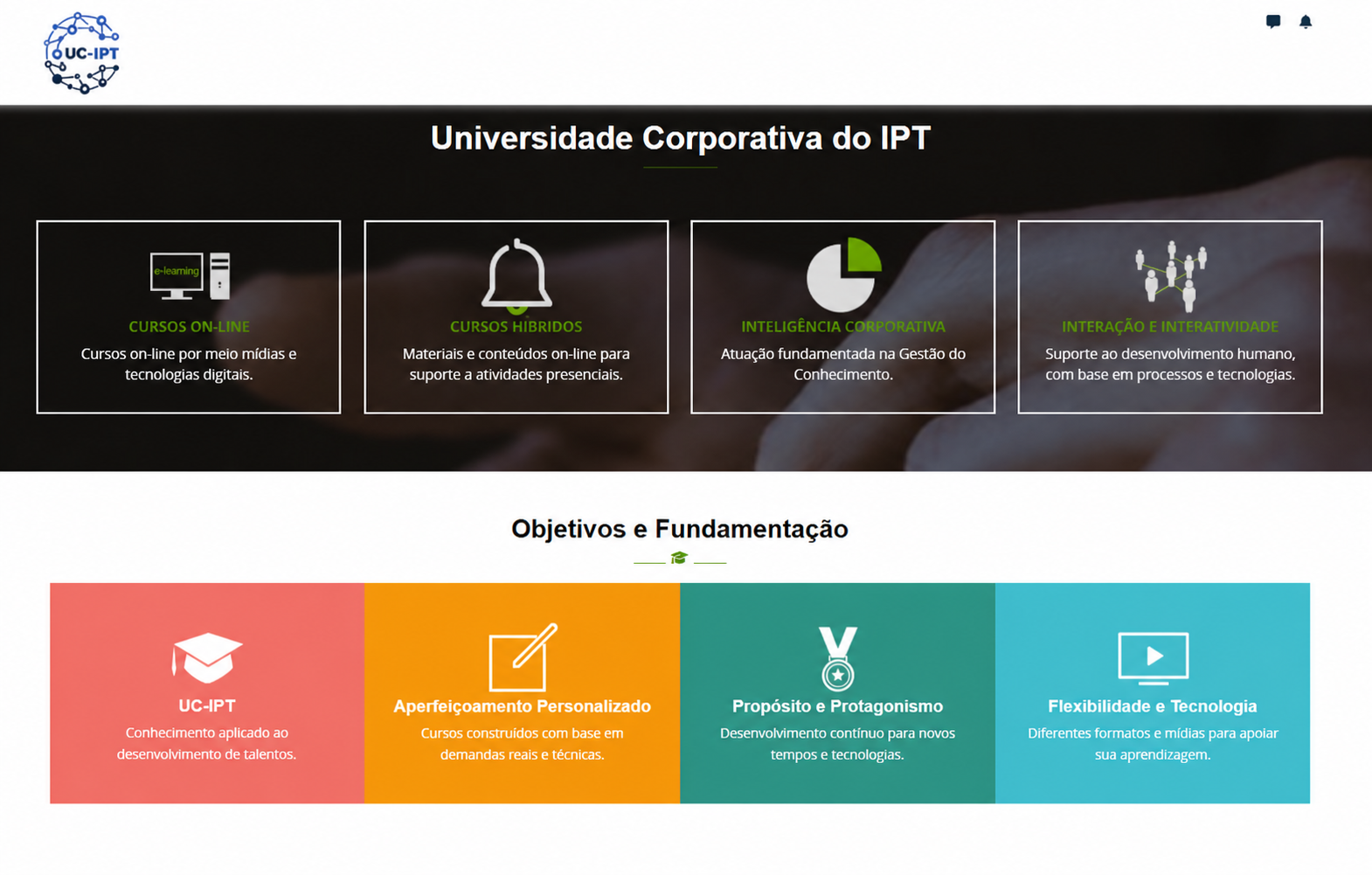 Ambiente Virtual de Aprendizagem da Universidade Corporativa do IPT.